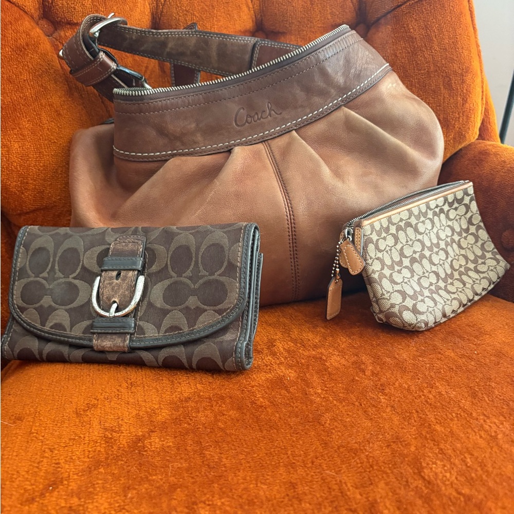 Coach set of three vintage distressed boho